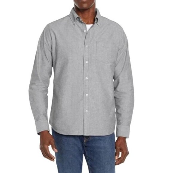 NEW Gap Men's XL Long Sleeve Oxford Button Down Shirt Gray 98% Cotton - Picture 1 of 8